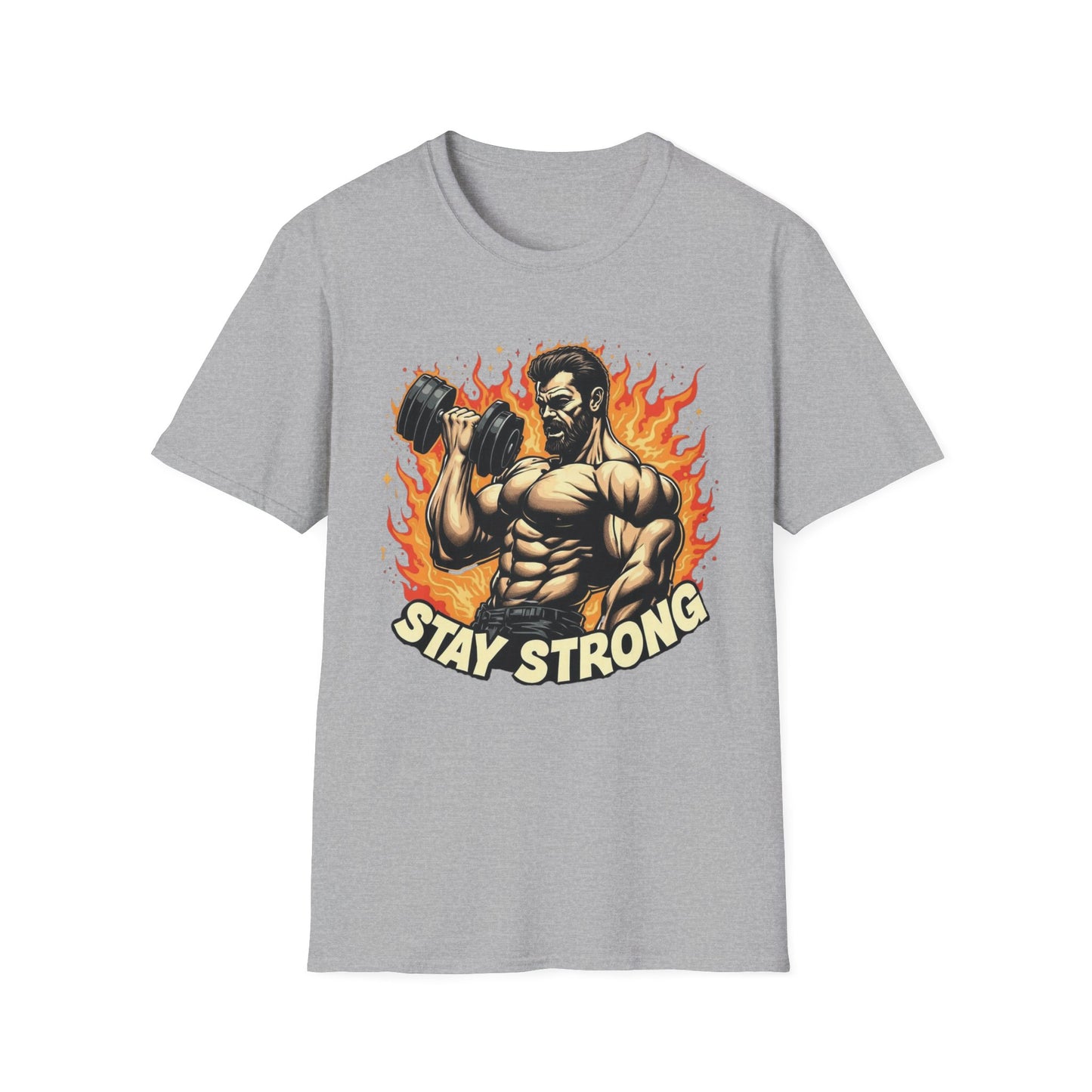 Stay Strong - Flame Cat graphic t-shirt mockup