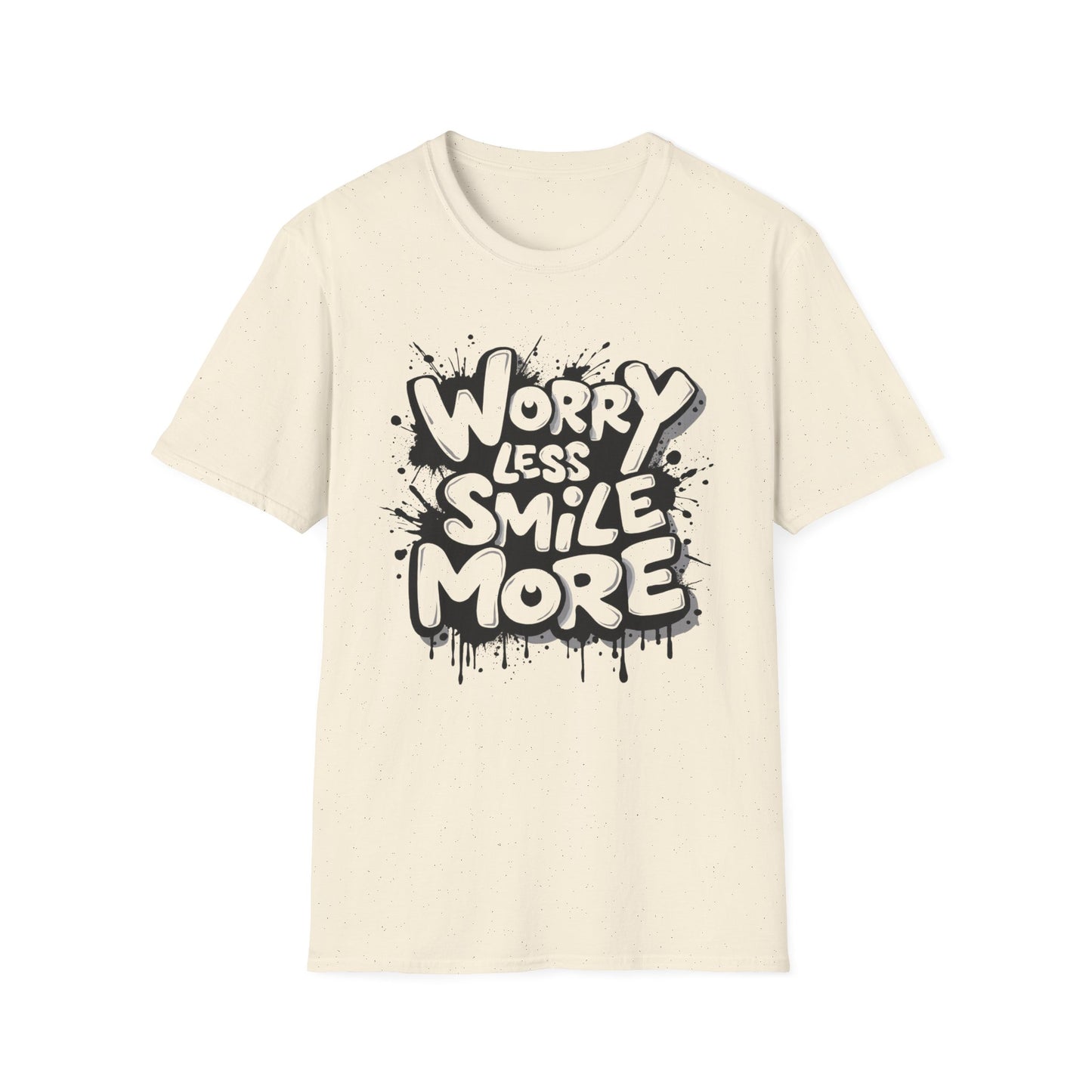 Worry Less, Smile More graphic t-shirt mockup