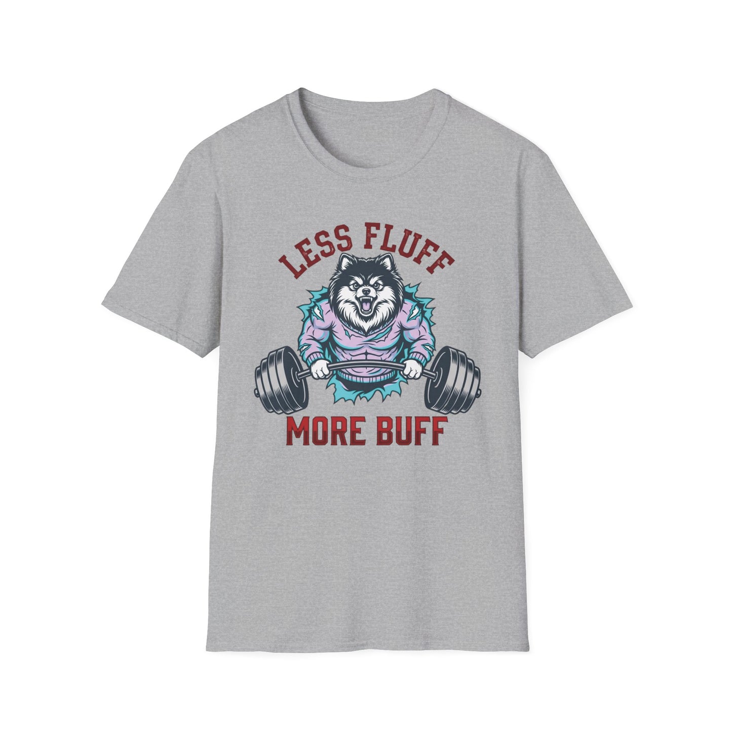Less Fluff More Buff - Wolf Edition graphic t-shirt mockup