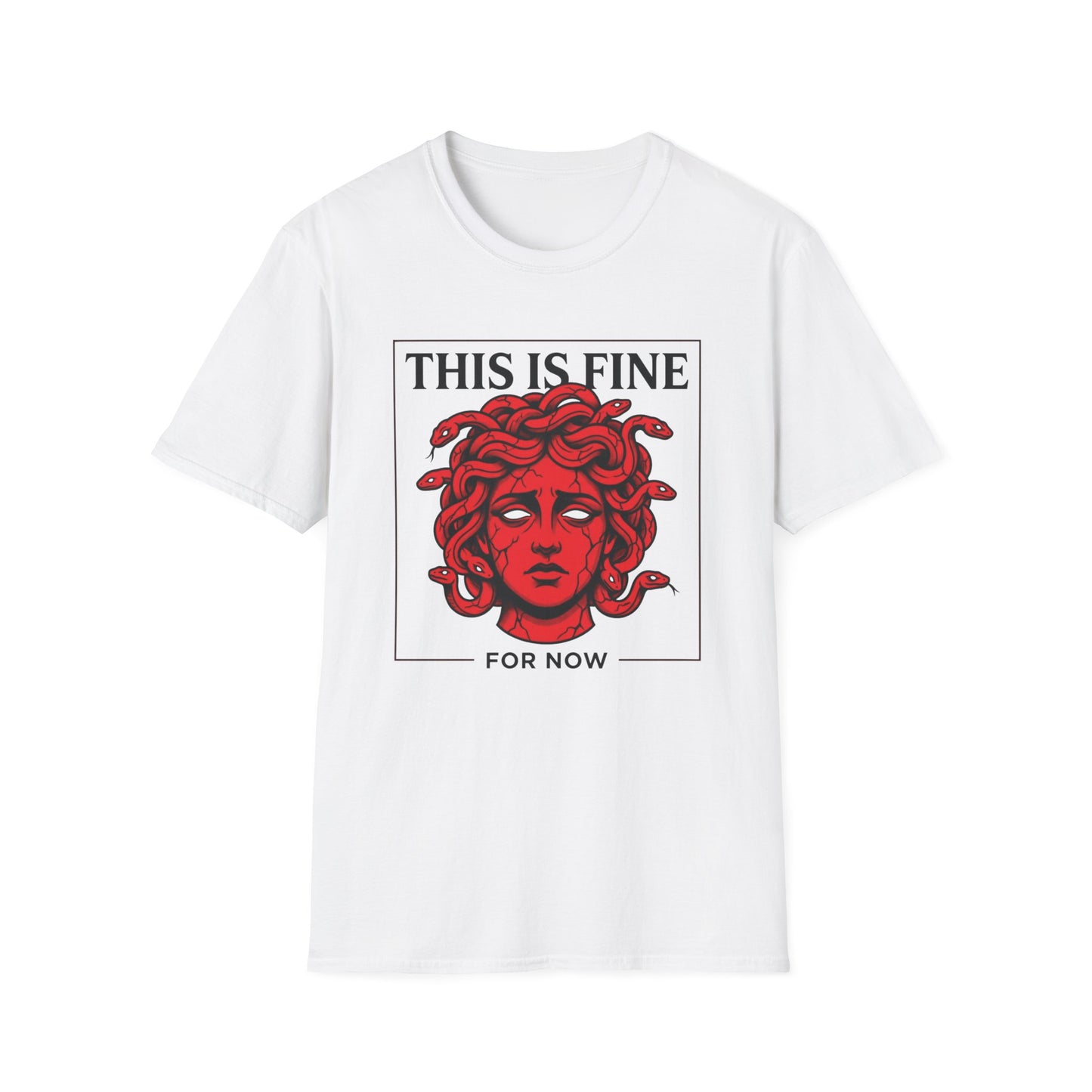 This Is Fine for Now - Red Face Edition graphic t-shirt mockup