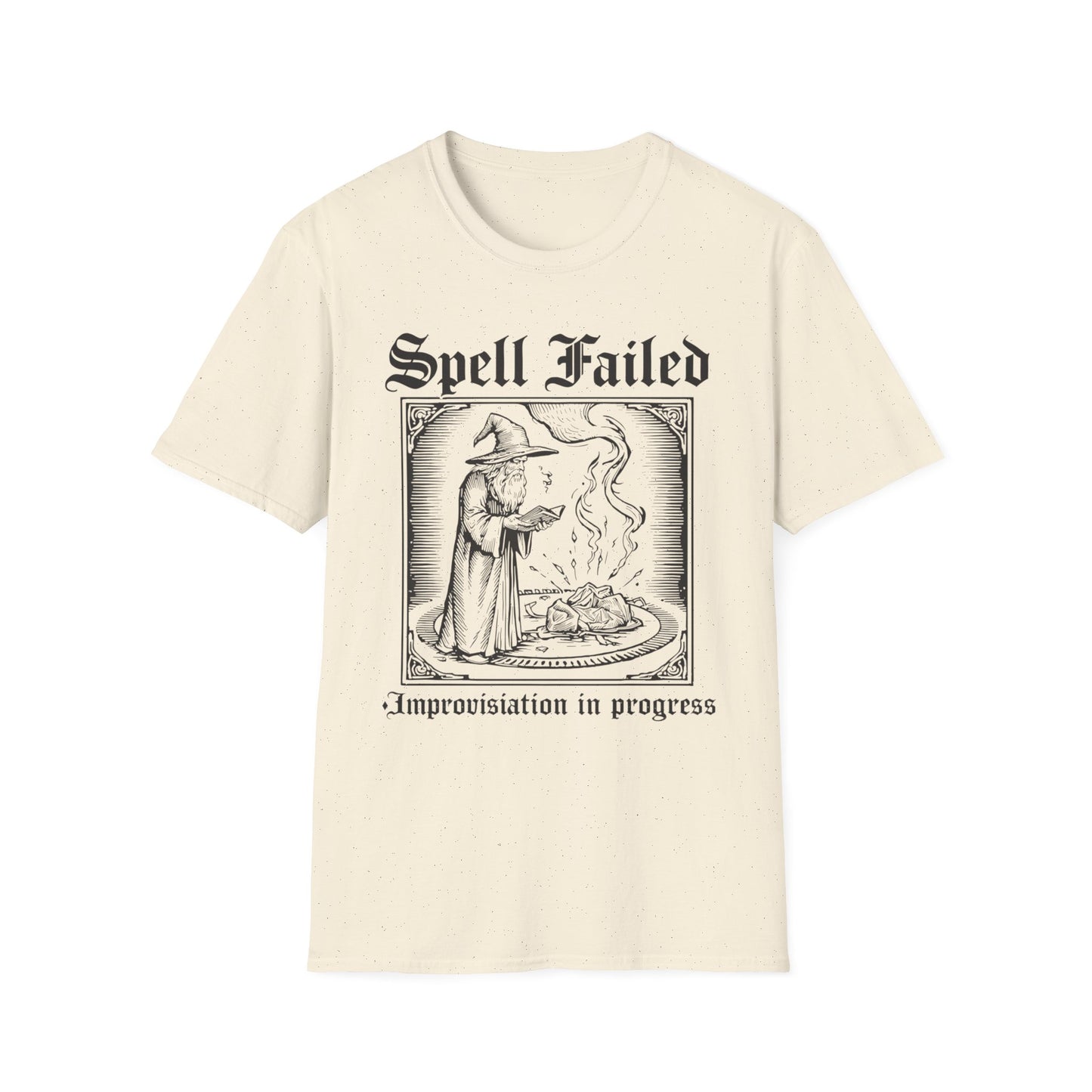 Spell Failed Improvisation in Progress graphic t-shirt mockup