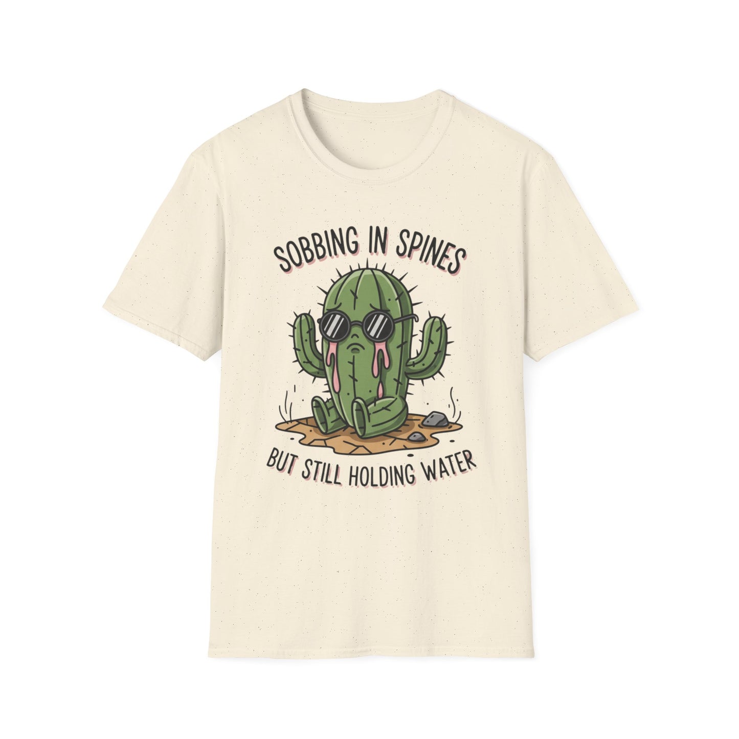 Sobbing in Spines, Still Holding Water graphic t-shirt mockup