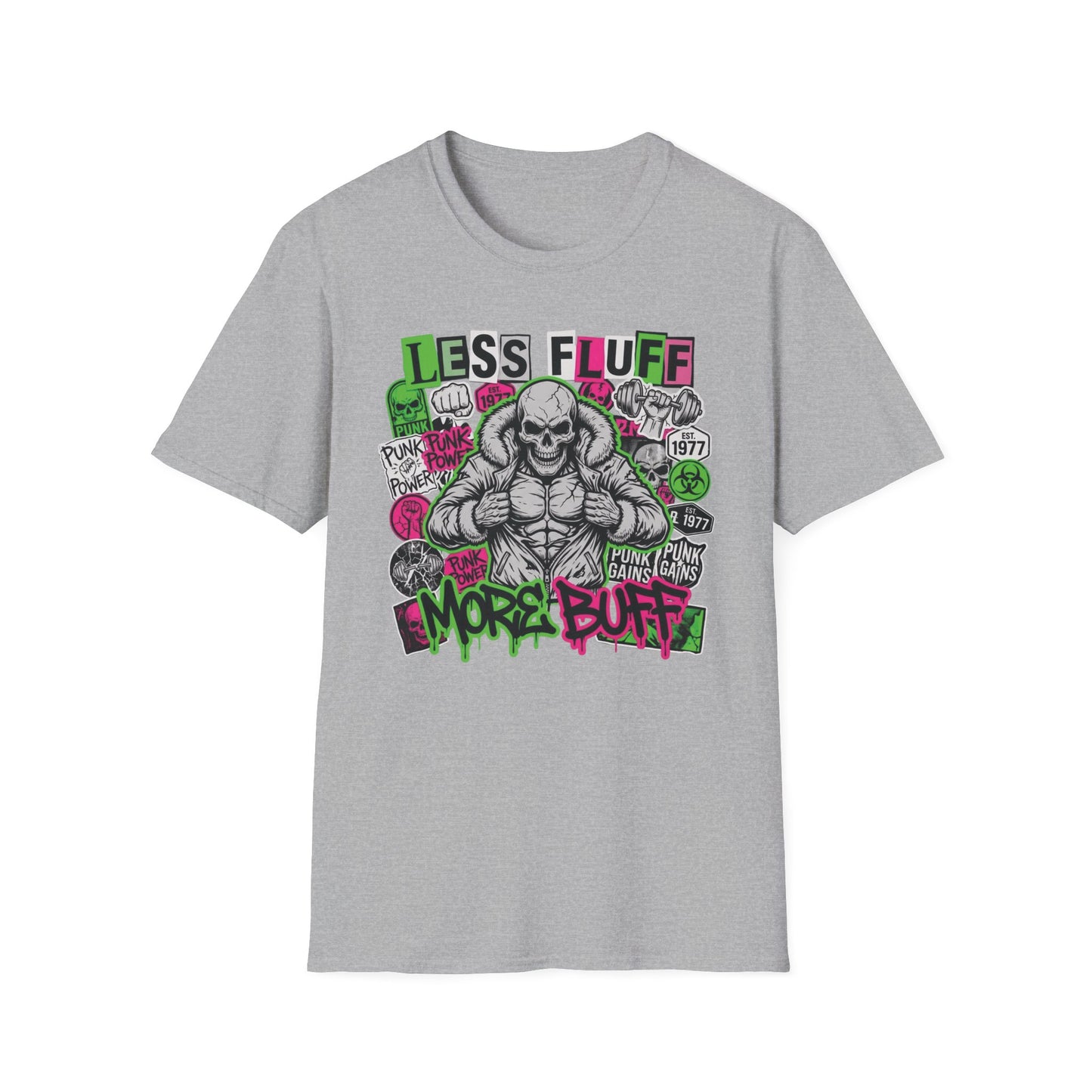 Less Fluff More Buff - Punk Edition graphic t-shirt mockup