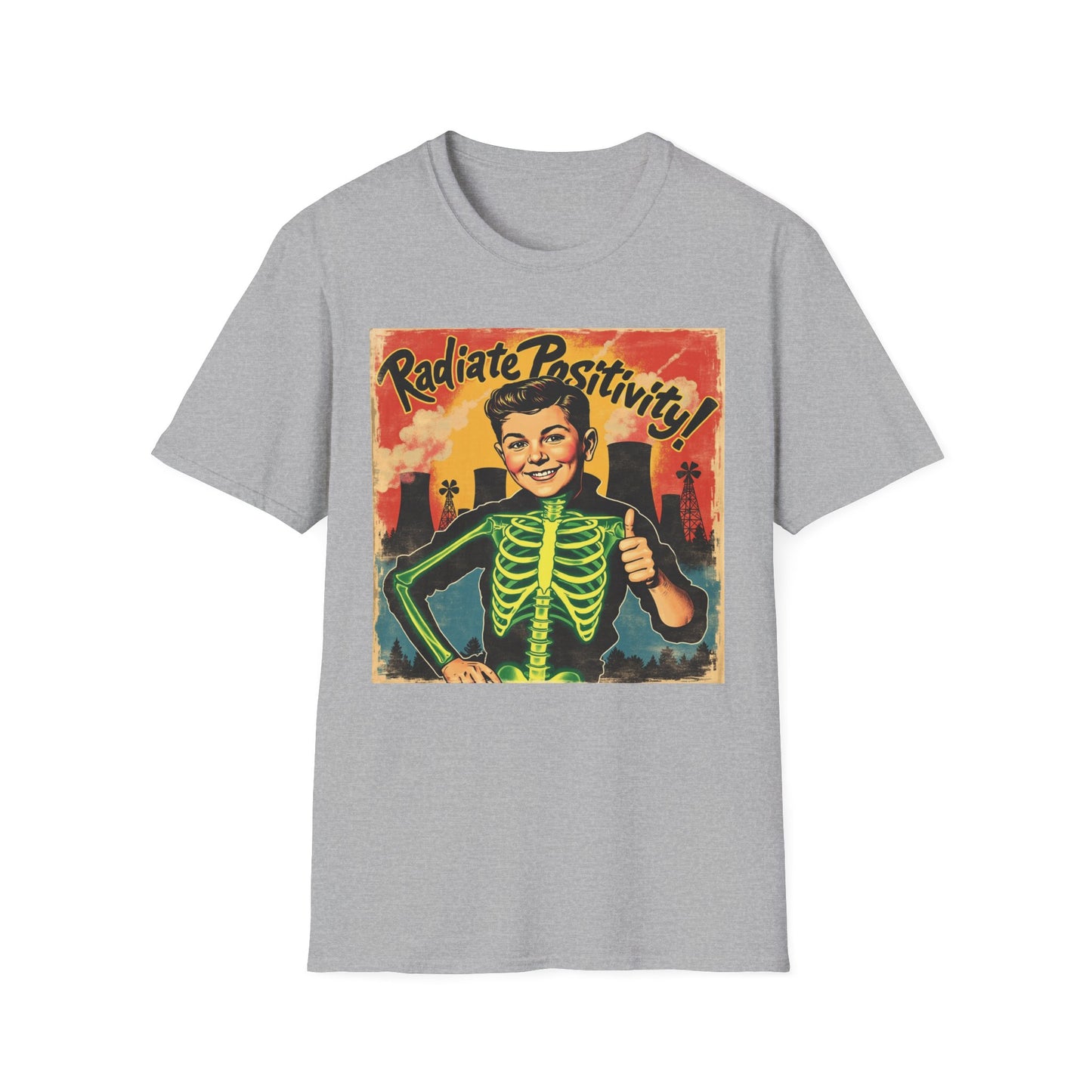 Radiating Positivity - Skeleton Edition graphic t-shirt mockup