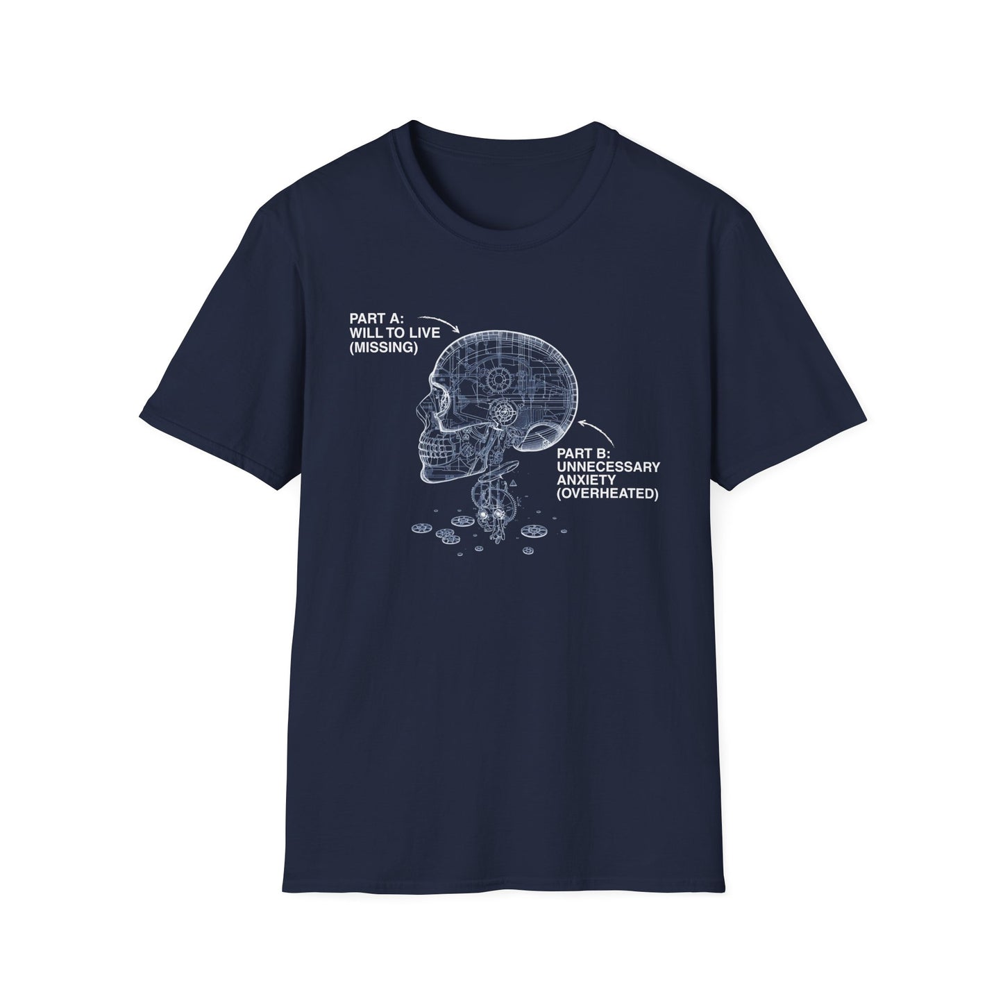 Missing Will to Live, Unnecessary Anxiety graphic t-shirt mockup