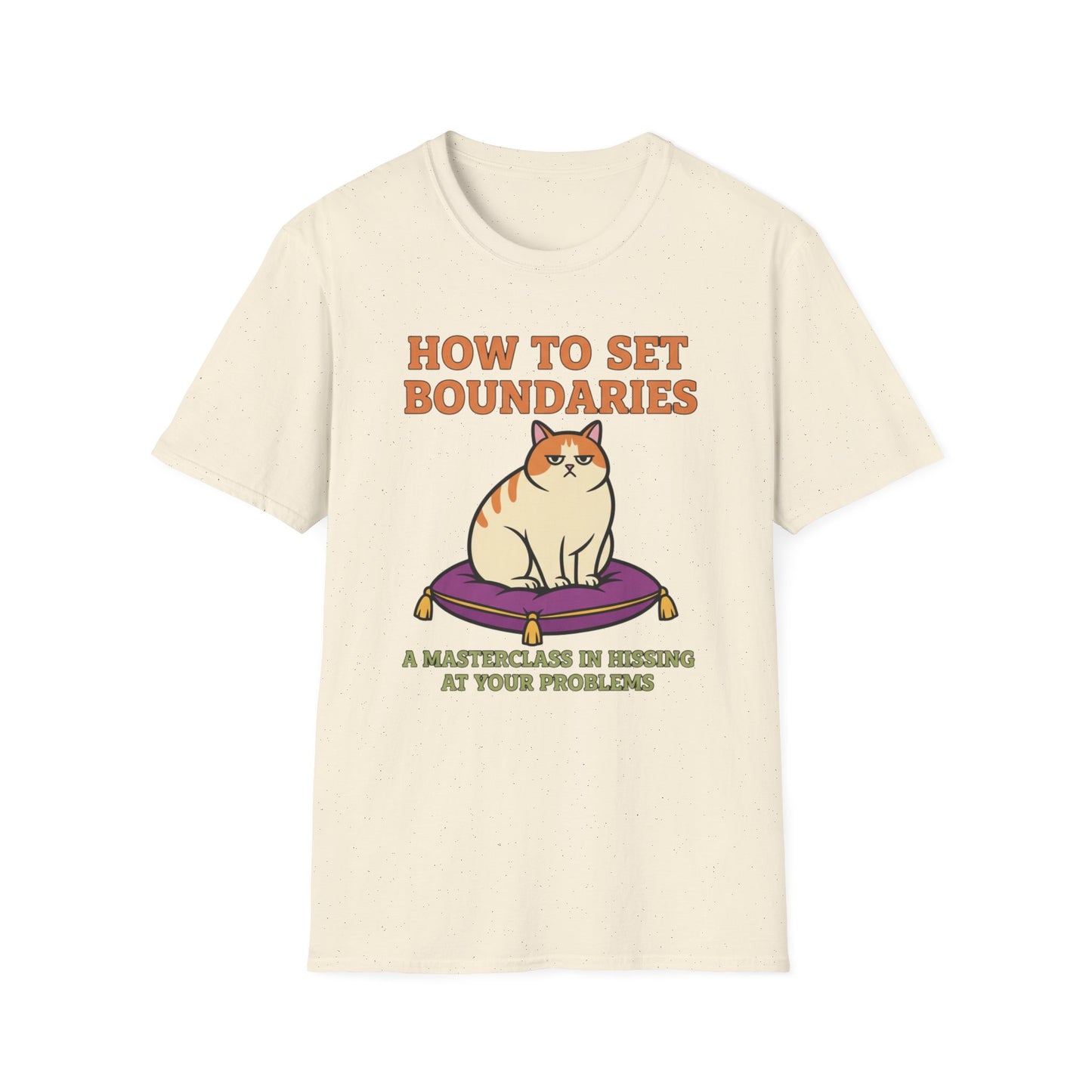 How to Set Boundaries: Hiss at Problems graphic t-shirt mockup