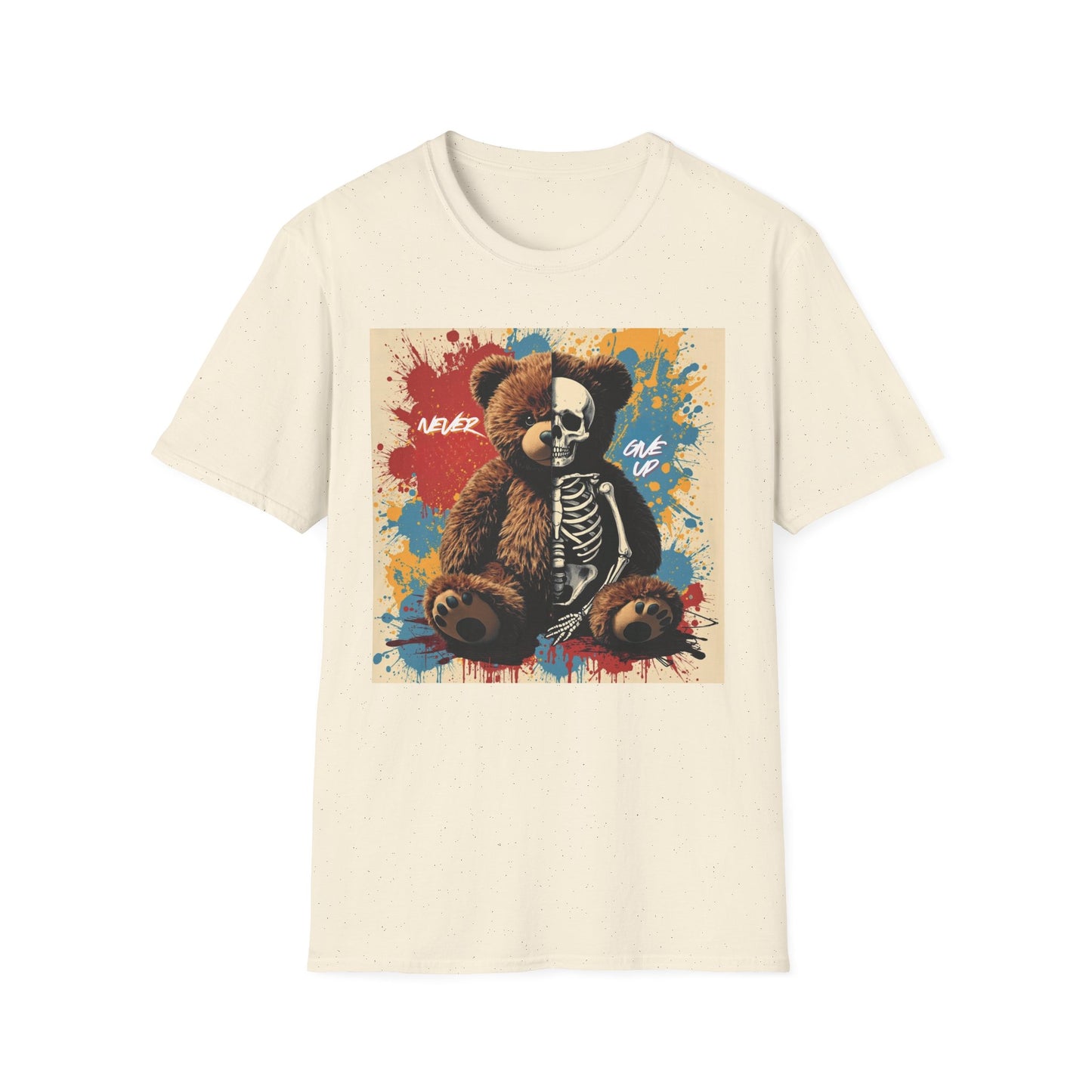 Never Give Up - Poster Cat graphic t-shirt mockup