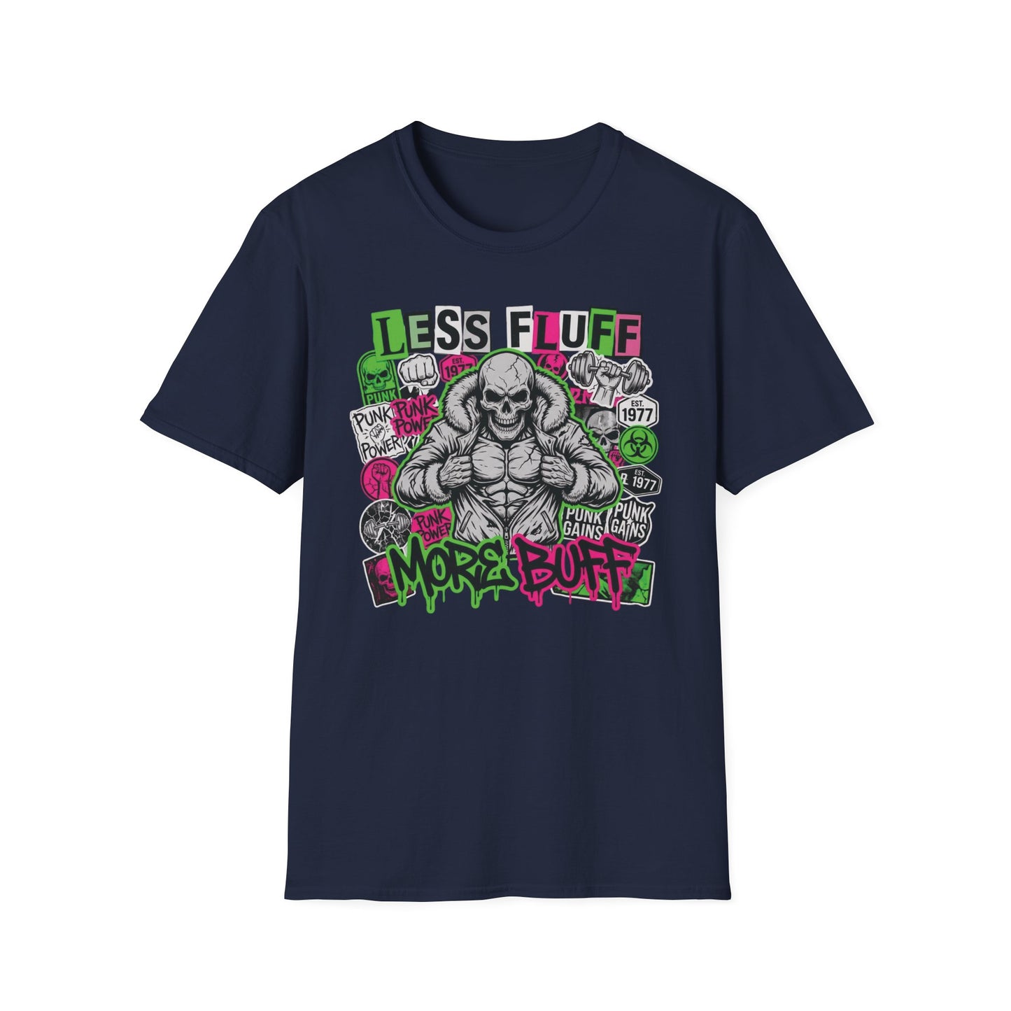Less Fluff More Buff - Punk Edition graphic t-shirt mockup