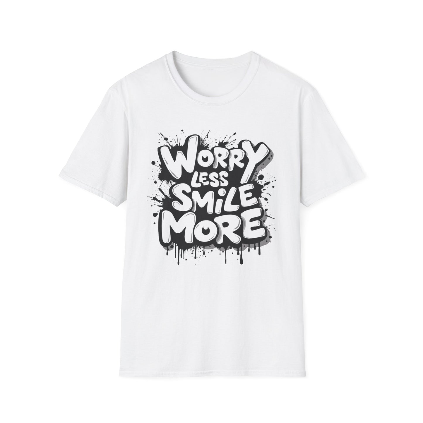 Worry Less, Smile More graphic t-shirt mockup