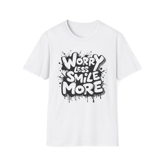 Worry Less, Smile More graphic t-shirt mockup