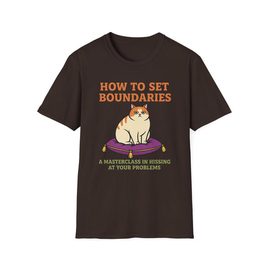 How to Set Boundaries: Hiss at Problems graphic t-shirt mockup