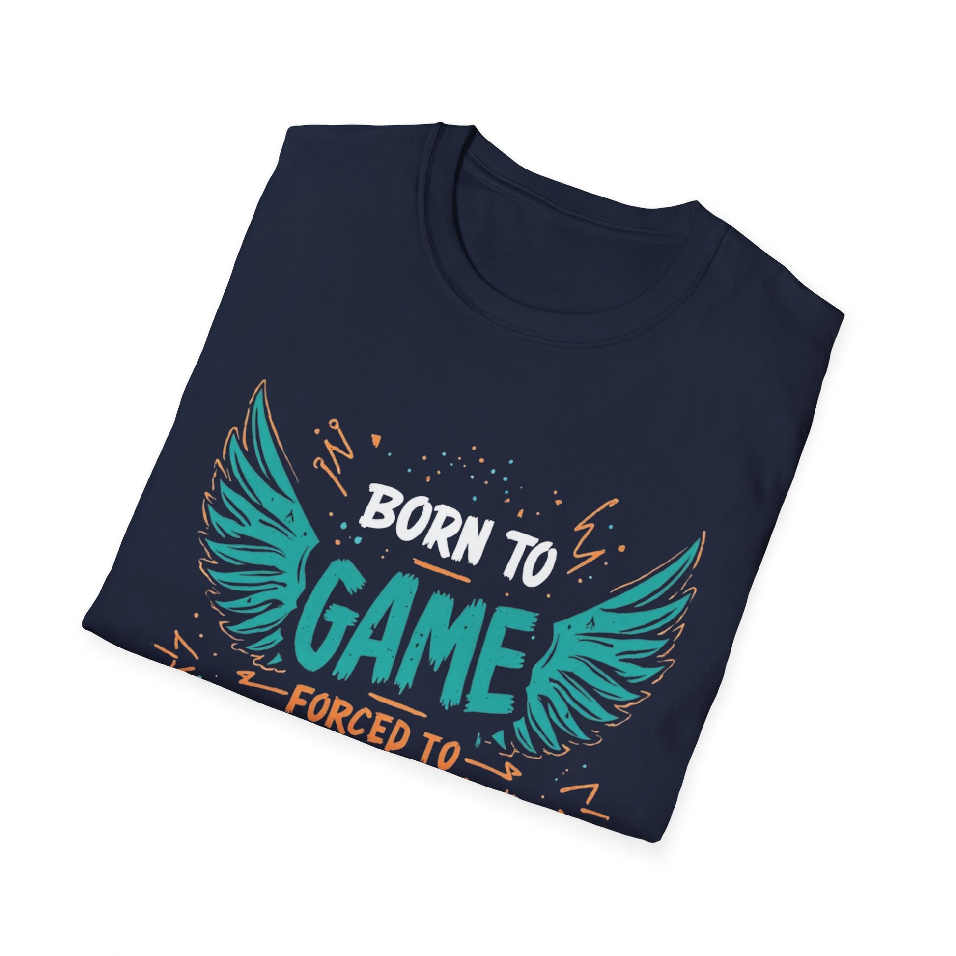Born to Game Forced to School graphic t-shirt mockup