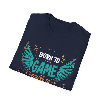Born to Game Forced to School graphic t-shirt mockup