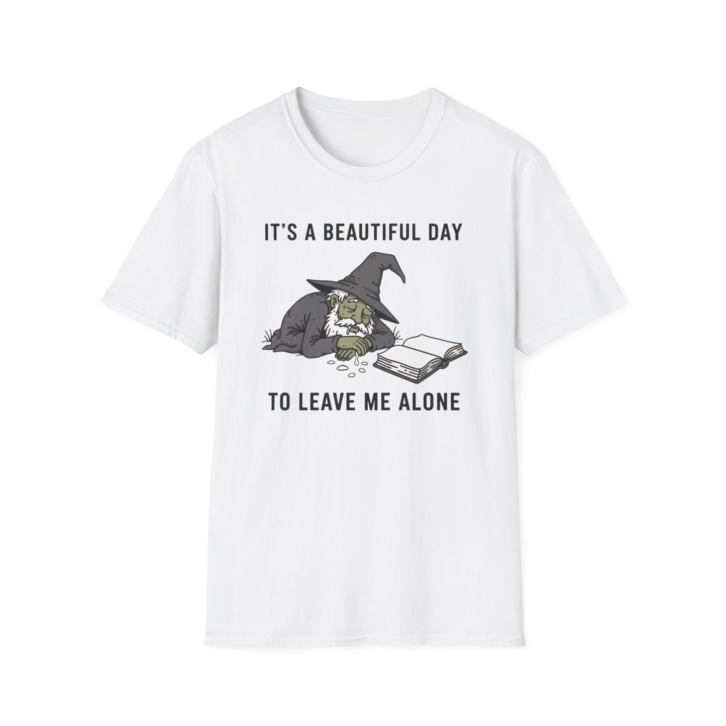 It's a Beautiful Day to Leave Me Alone graphic t-shirt mockup