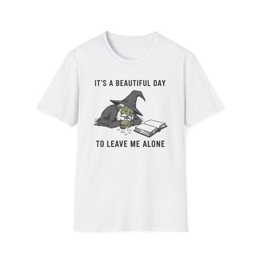 It's a Beautiful Day to Leave Me Alone graphic t-shirt mockup