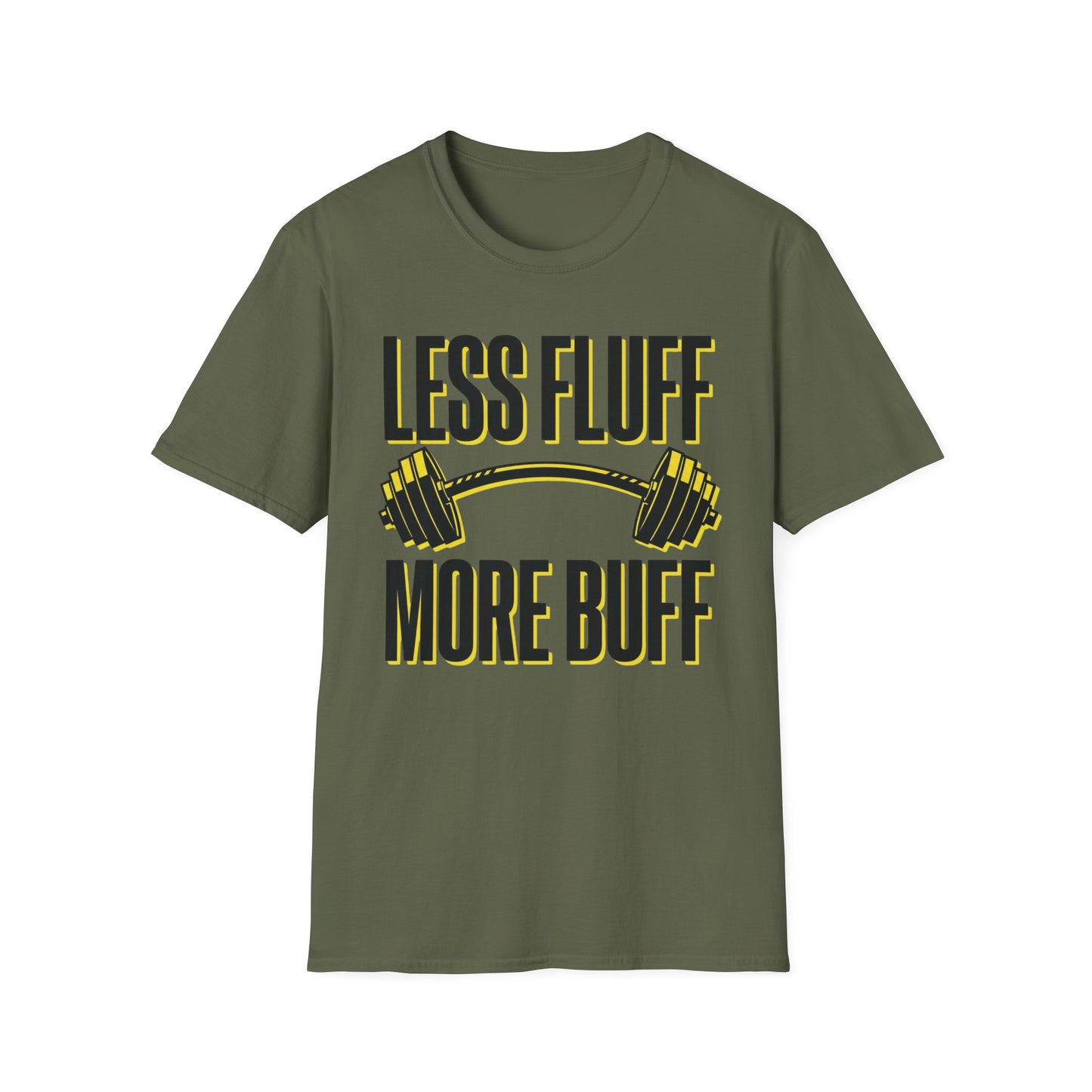 Less Fluff More Buff - Weight Edition graphic t-shirt mockup