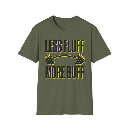 Less Fluff More Buff - Weight Edition graphic t-shirt mockup