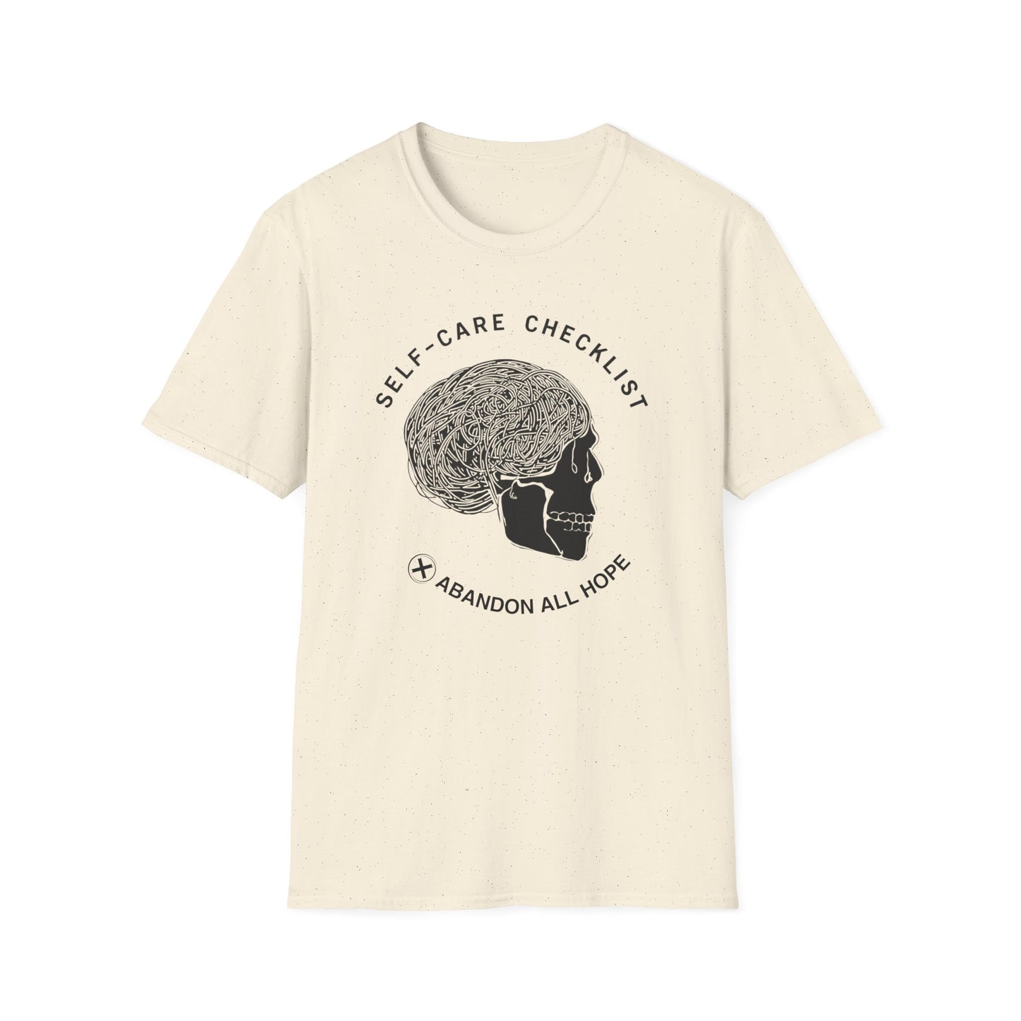 Self-Care Checklist: Abandon All Hope - Alt graphic t-shirt mockup
