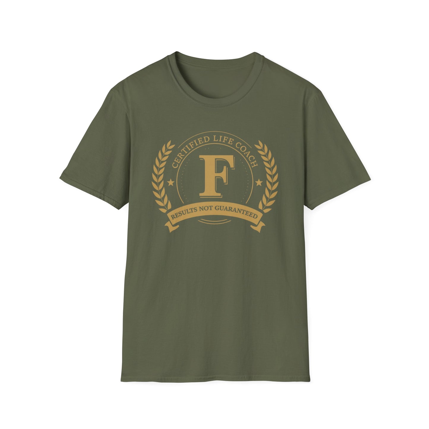 Certified Life Coach: Results Not Guaranteed graphic t-shirt mockup