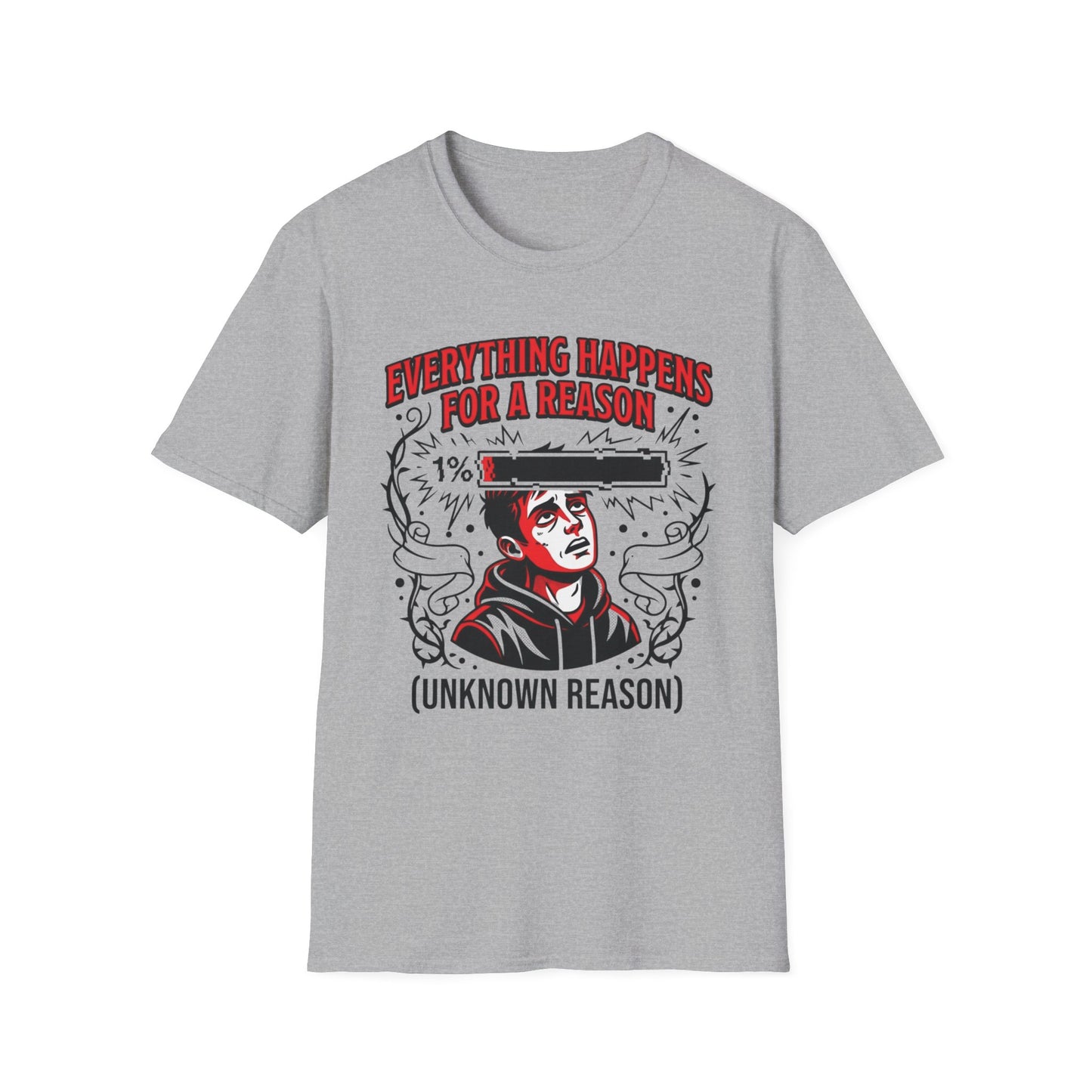 Everything Happens for a Reason: Unknown Reason graphic t-shirt mockup