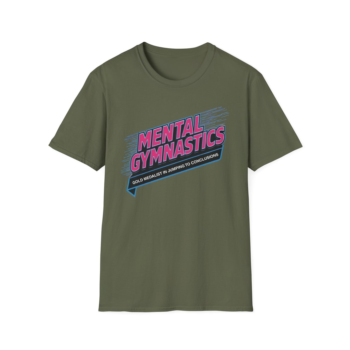 Mental Gymnastics Gold Medalist graphic t-shirt mockup