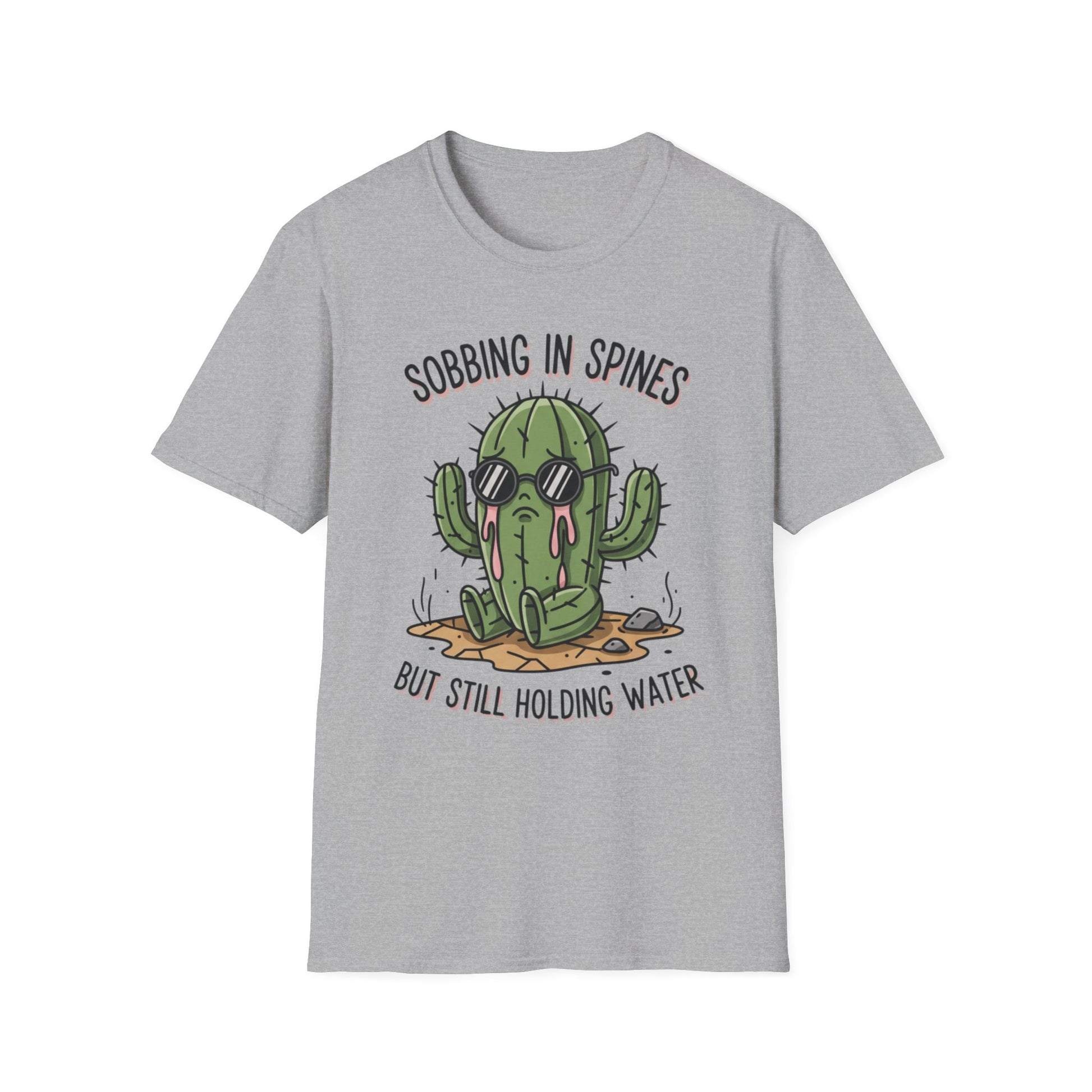 Sobbing in Spines, Still Holding Water graphic t-shirt mockup