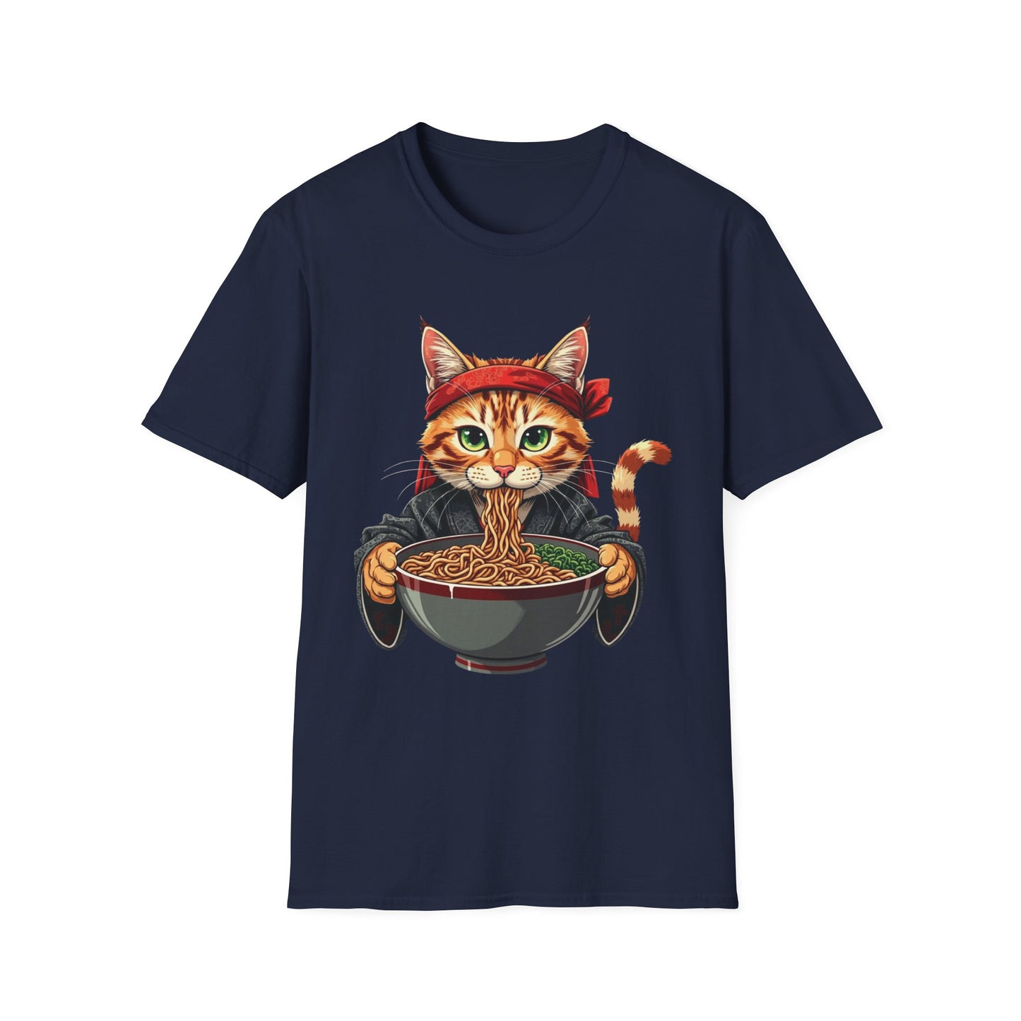 Ramen Cat graphic t-shirt mockup
