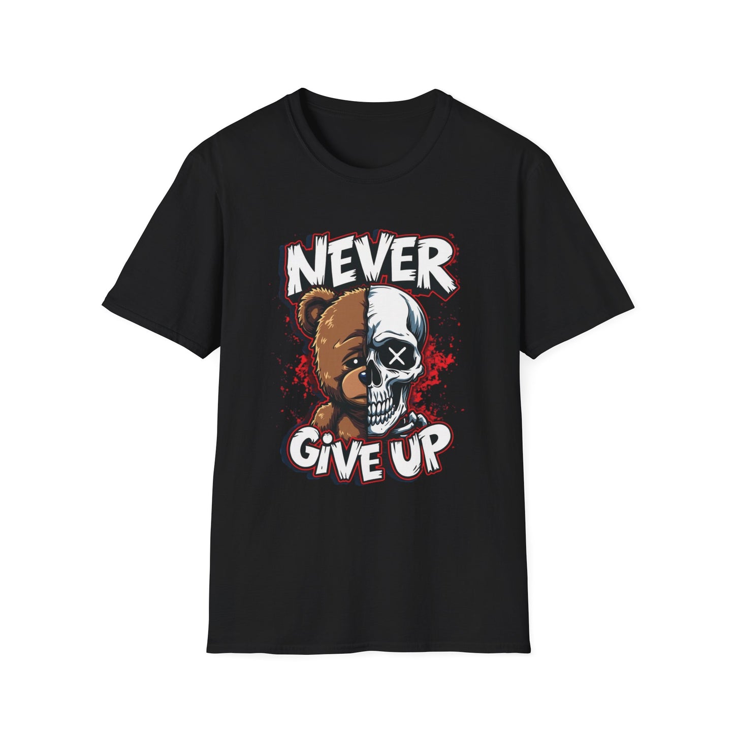 Never Give Up graphic t-shirt mockup