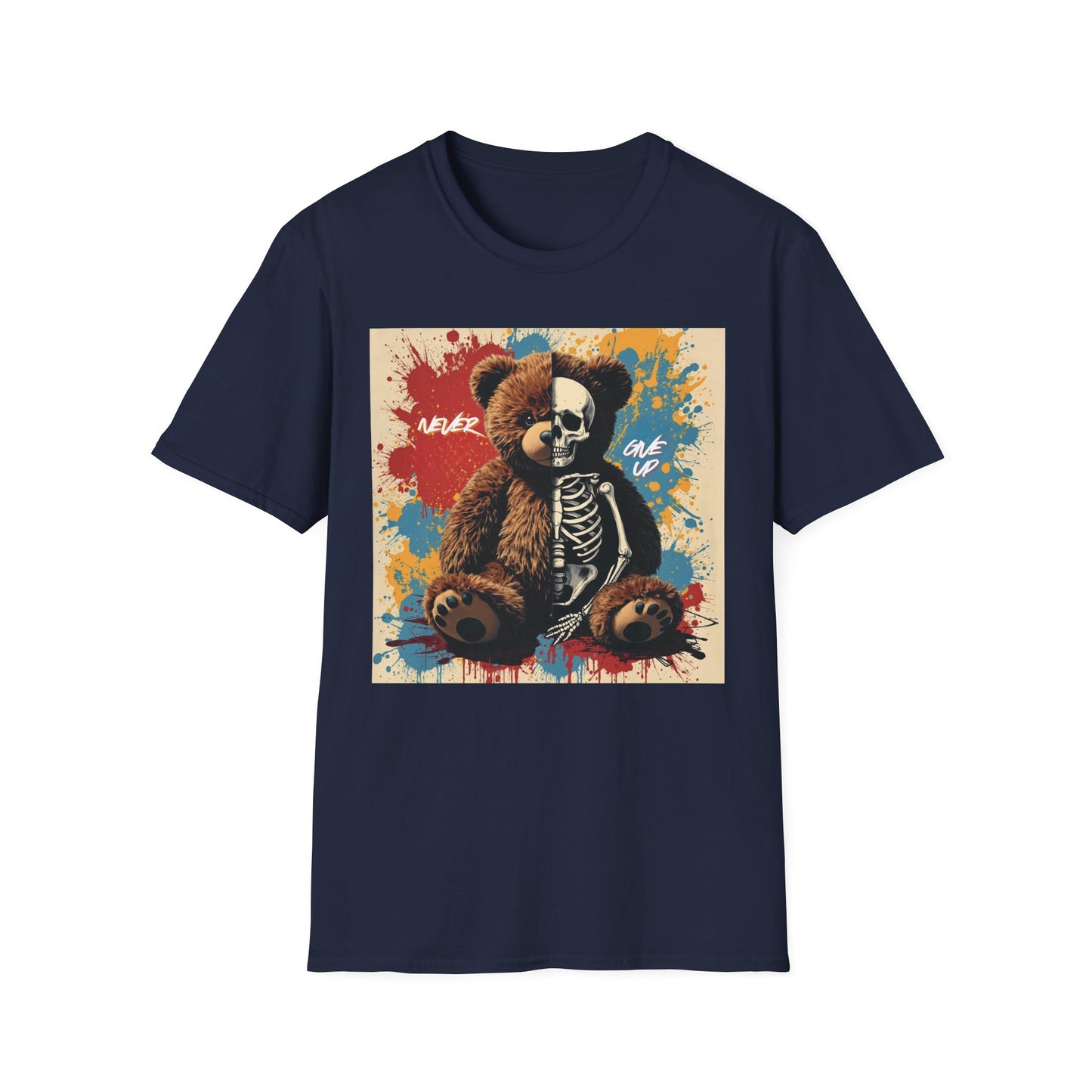 Never Give Up - Poster Cat graphic t-shirt mockup