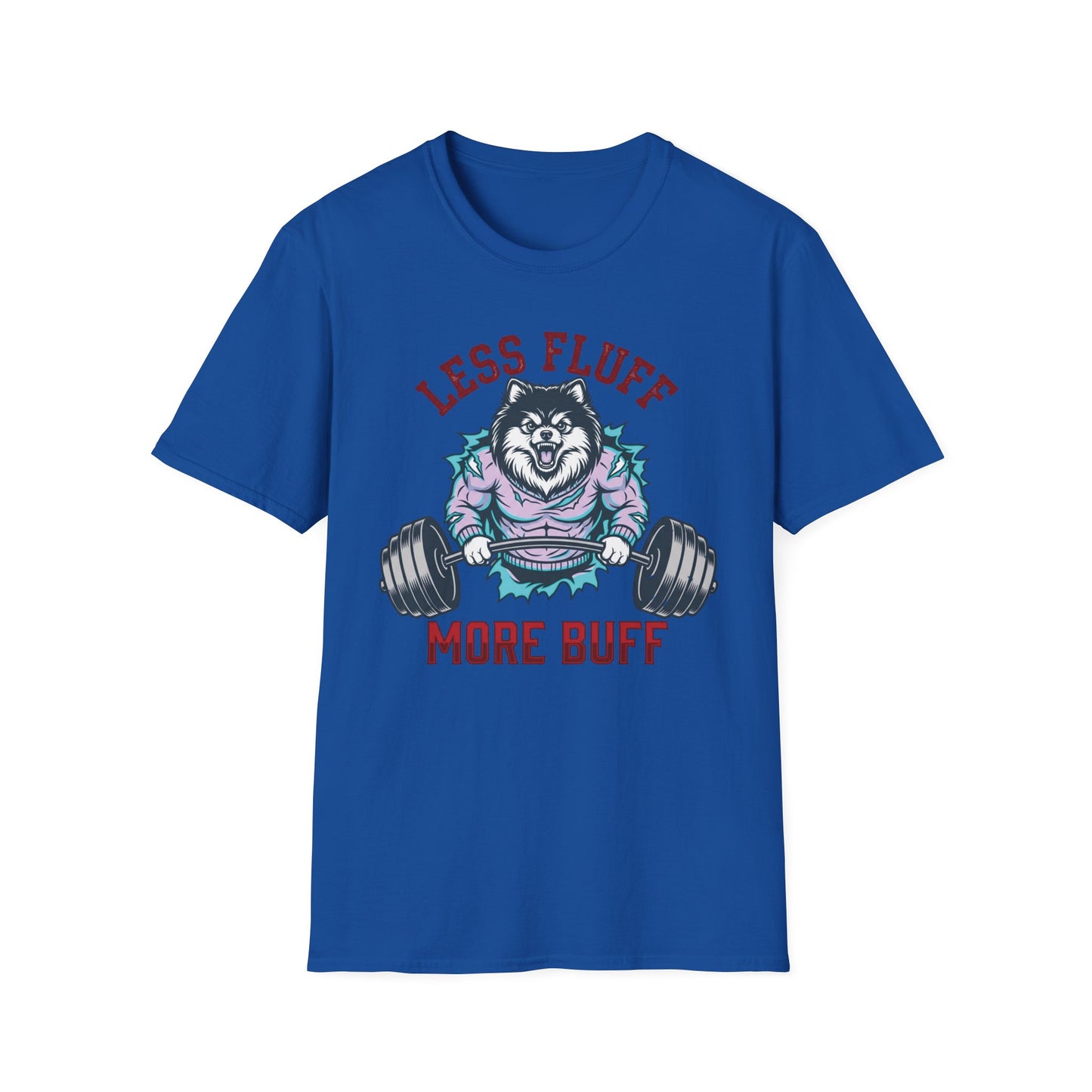 Less Fluff More Buff - Wolf Edition graphic t-shirt mockup