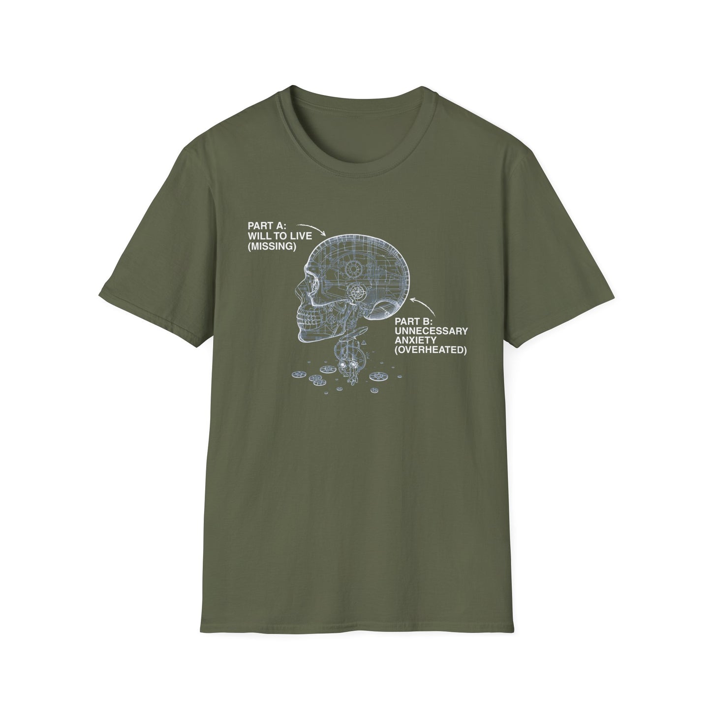 Missing Will to Live, Unnecessary Anxiety graphic t-shirt mockup