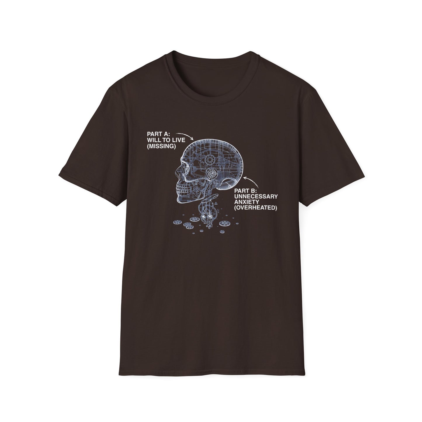 Missing Will to Live, Unnecessary Anxiety graphic t-shirt mockup