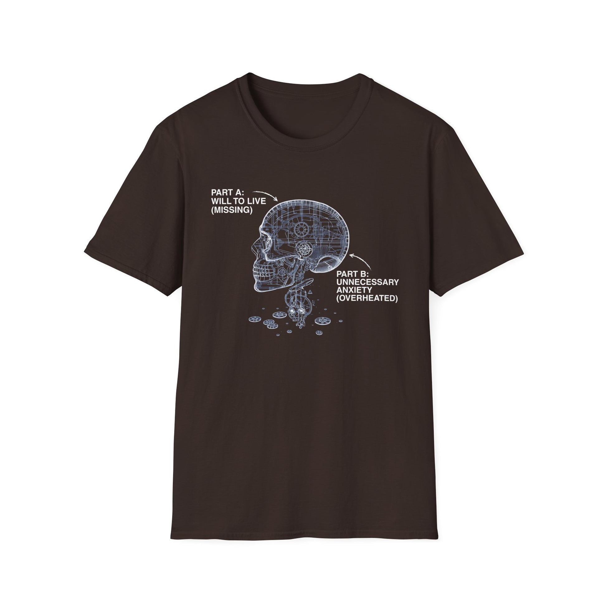 Missing Will to Live, Unnecessary Anxiety graphic t-shirt mockup