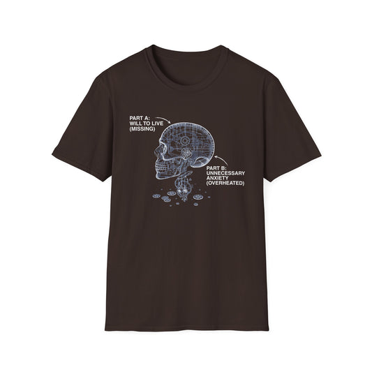 Missing Will to Live, Unnecessary Anxiety graphic t-shirt mockup