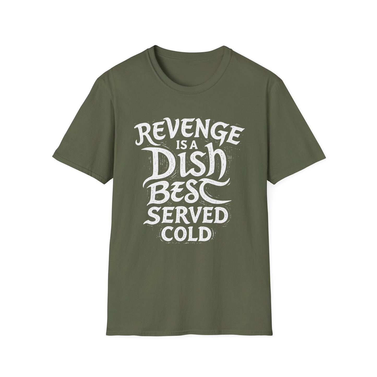 Revenge Is a Dish Best Served Cold graphic t-shirt mockup