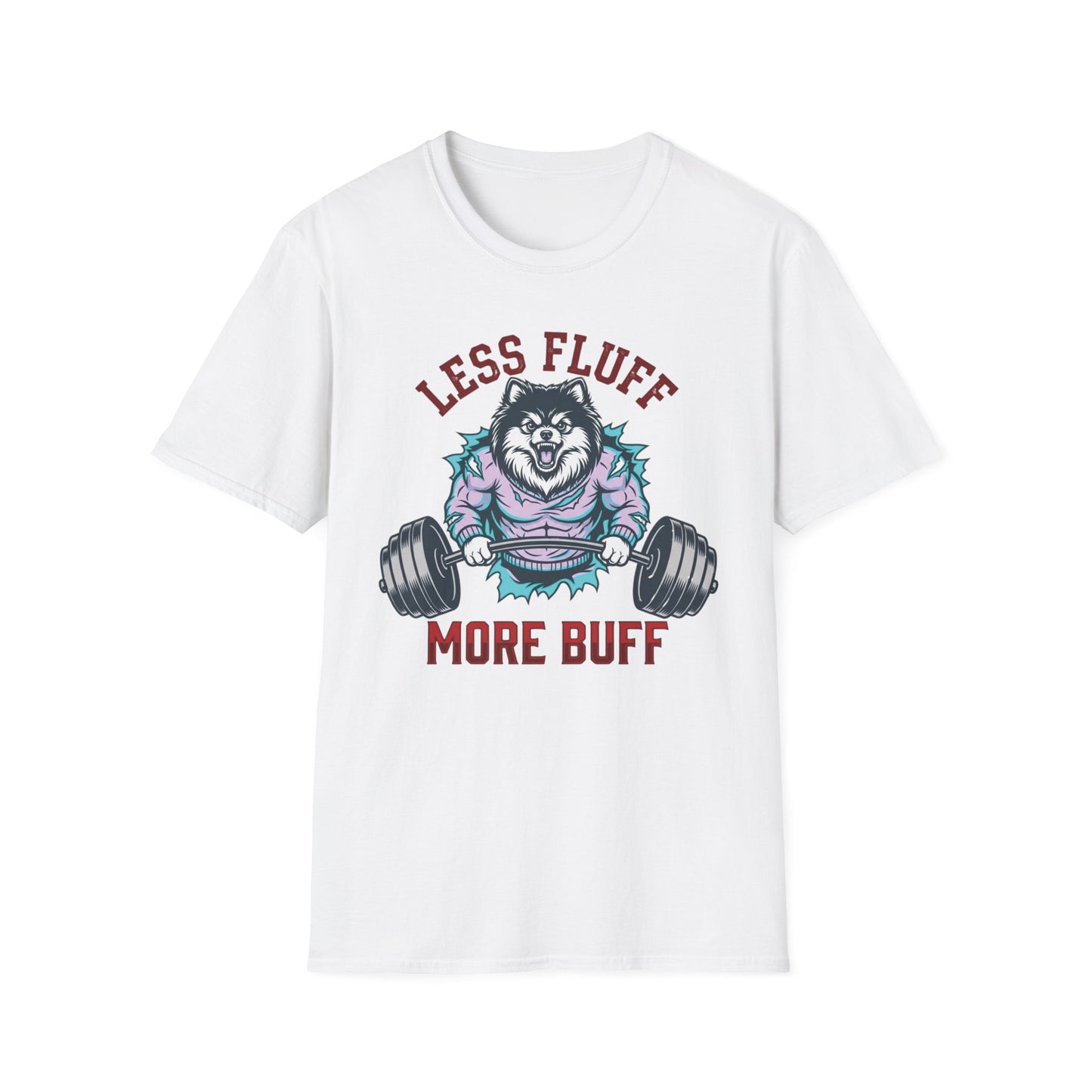 Less Fluff More Buff - Wolf Edition graphic t-shirt mockup