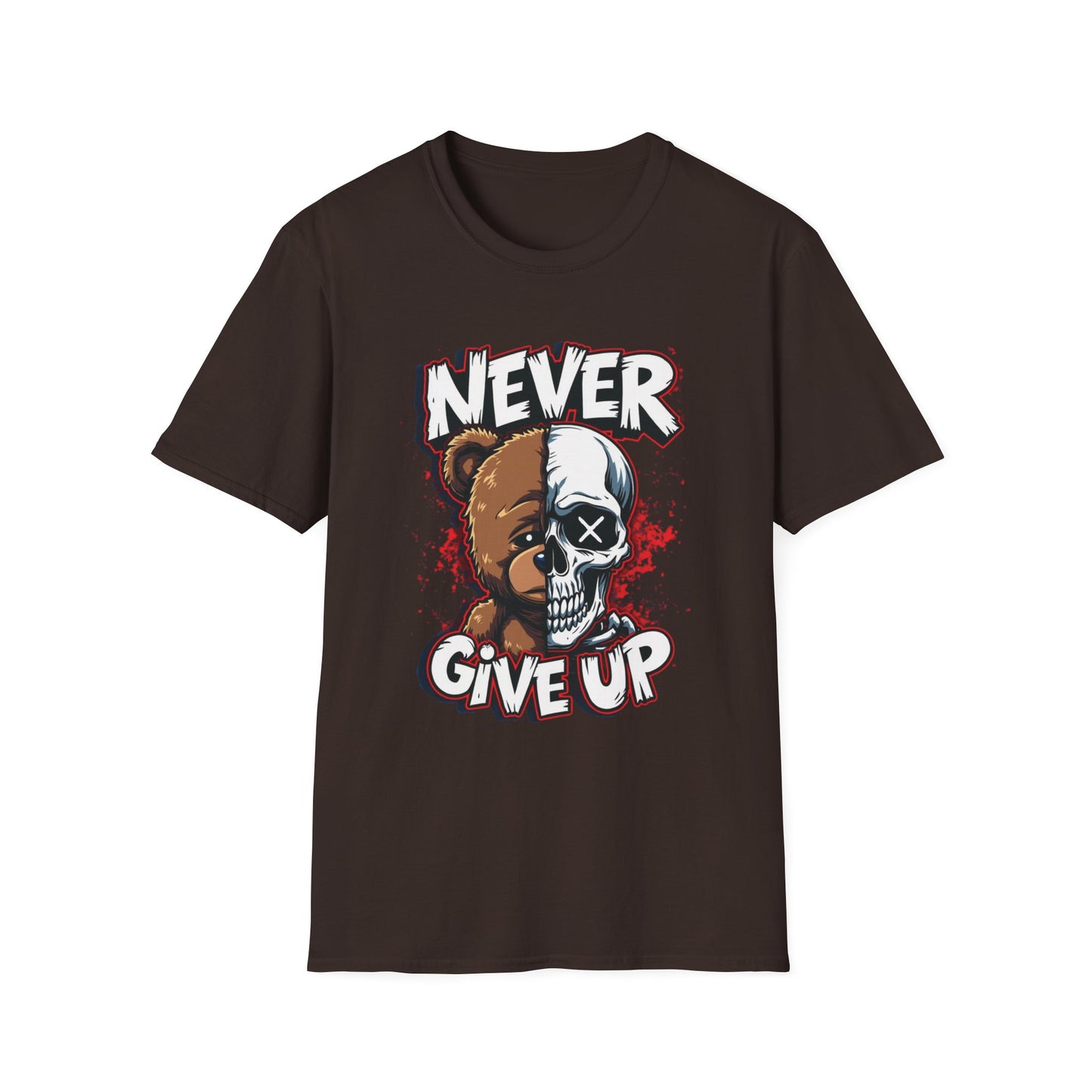 Never Give Up graphic t-shirt mockup