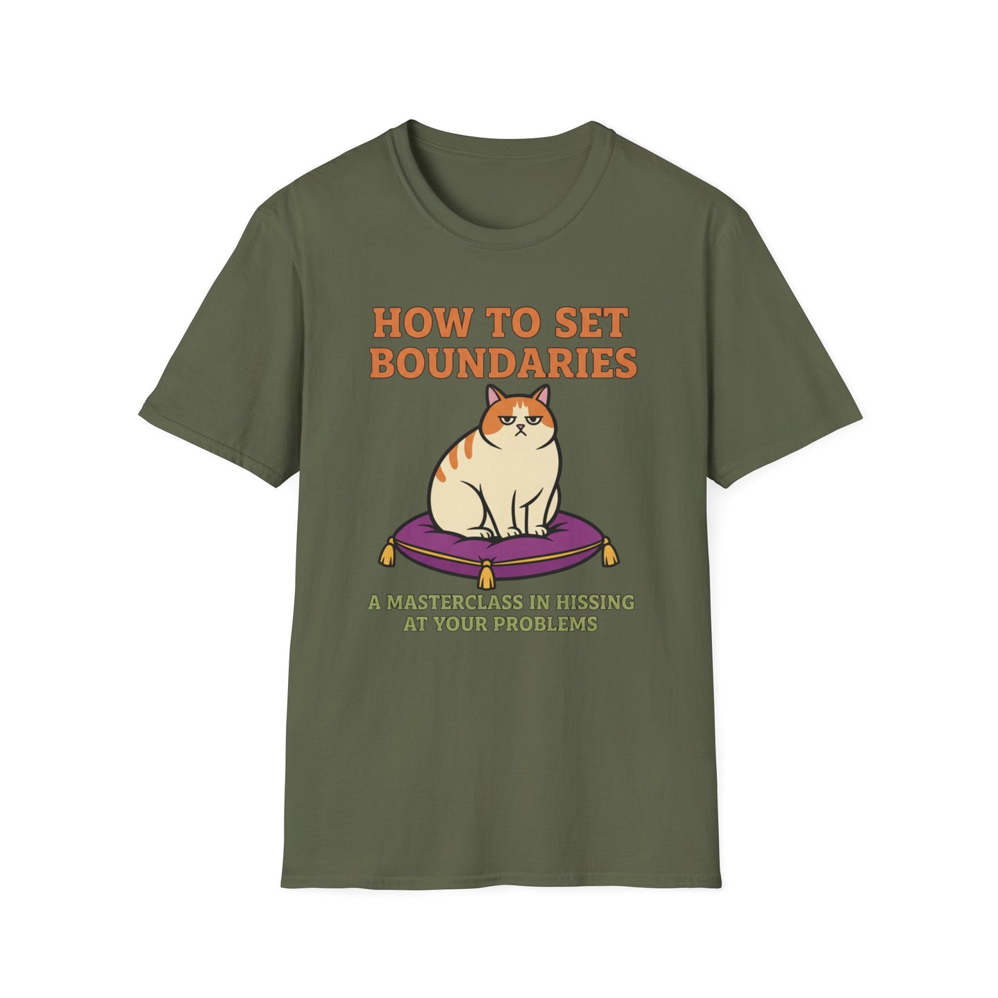 How to Set Boundaries: Hiss at Problems graphic t-shirt mockup