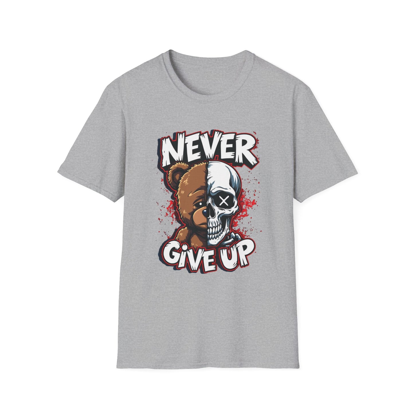 Never Give Up graphic t-shirt mockup