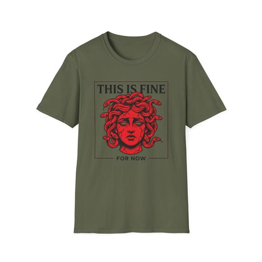 This Is Fine for Now - Red Face Edition graphic t-shirt mockup