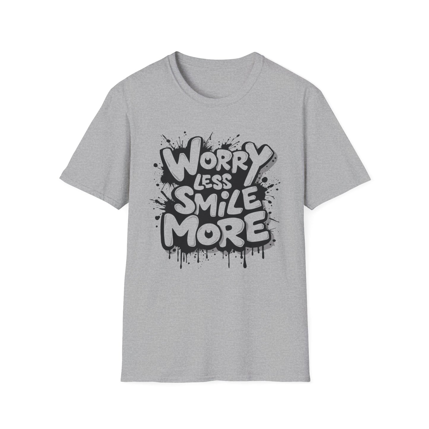 Worry Less, Smile More graphic t-shirt mockup