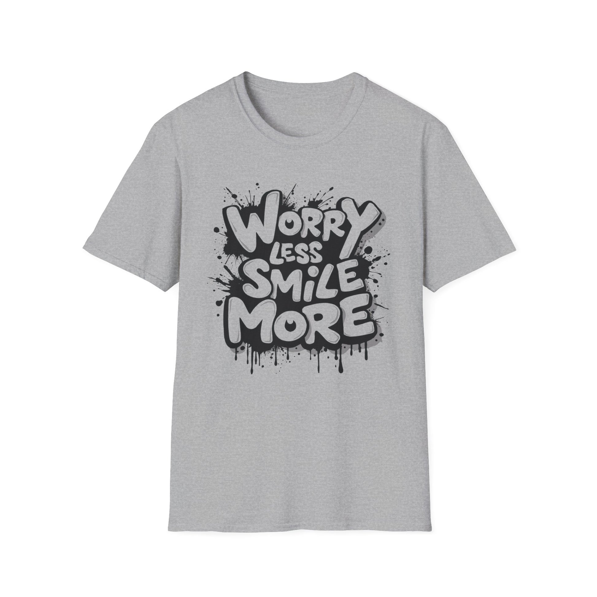 Worry Less, Smile More graphic t-shirt mockup