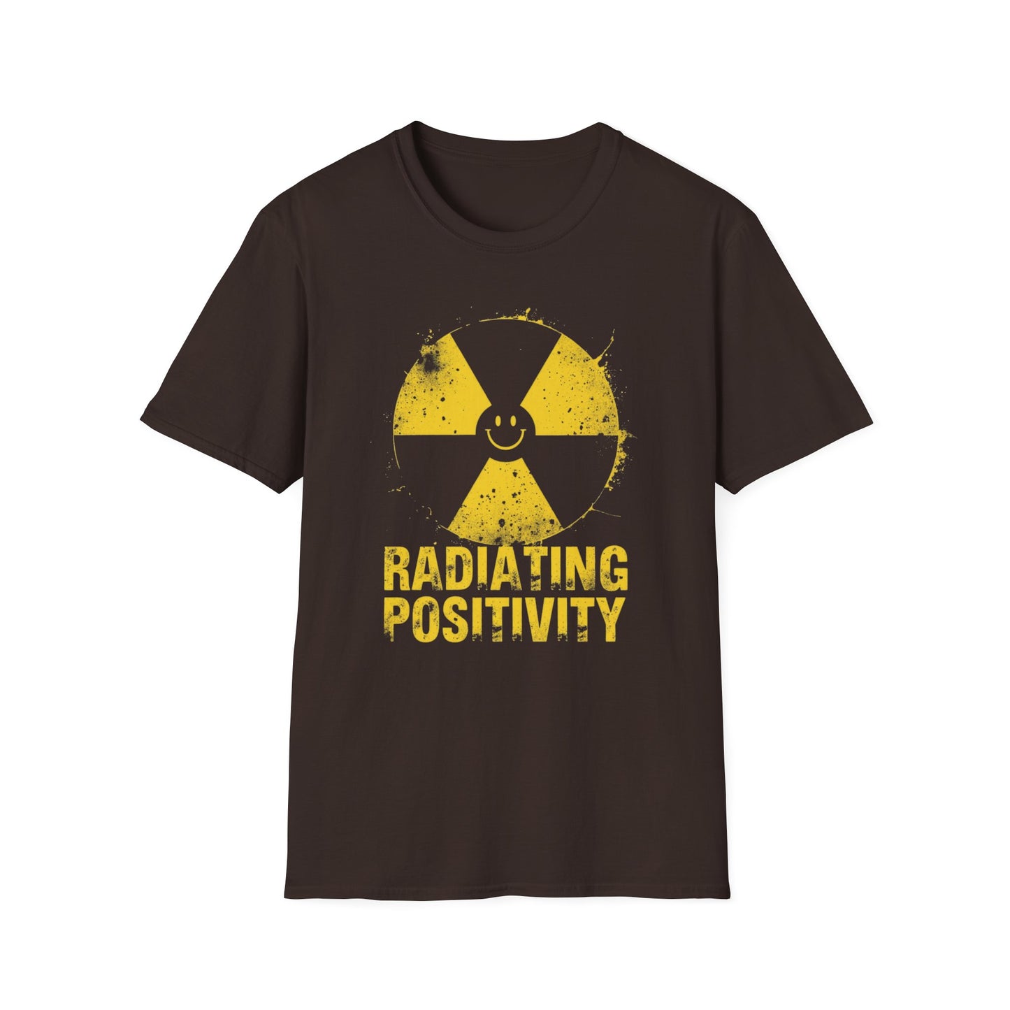 Radiating Positivity - Hazard Badge graphic t-shirt mockup