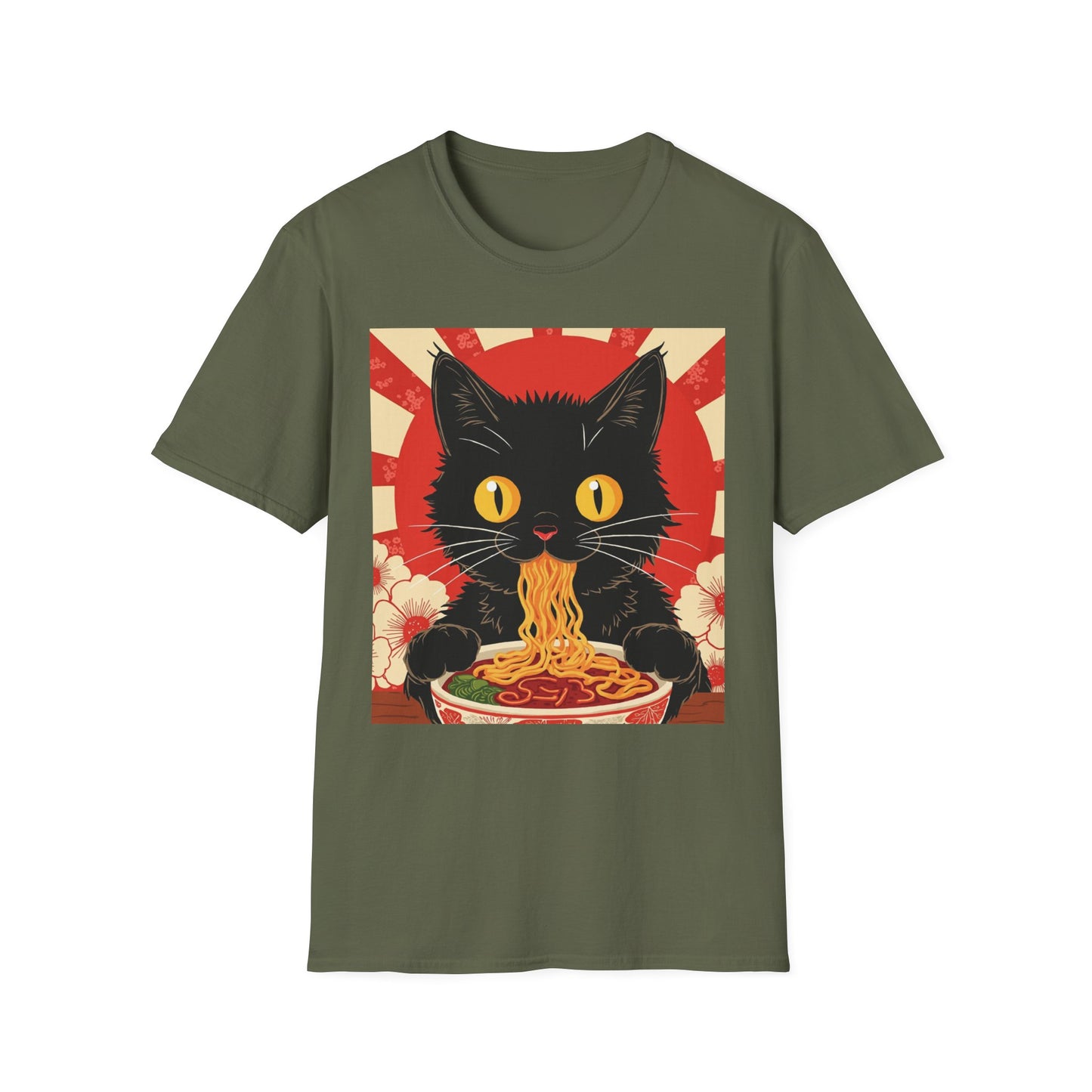 Ramen Cat Again graphic t-shirt mockup