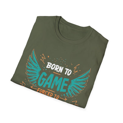 Born to Game Forced to School graphic t-shirt mockup