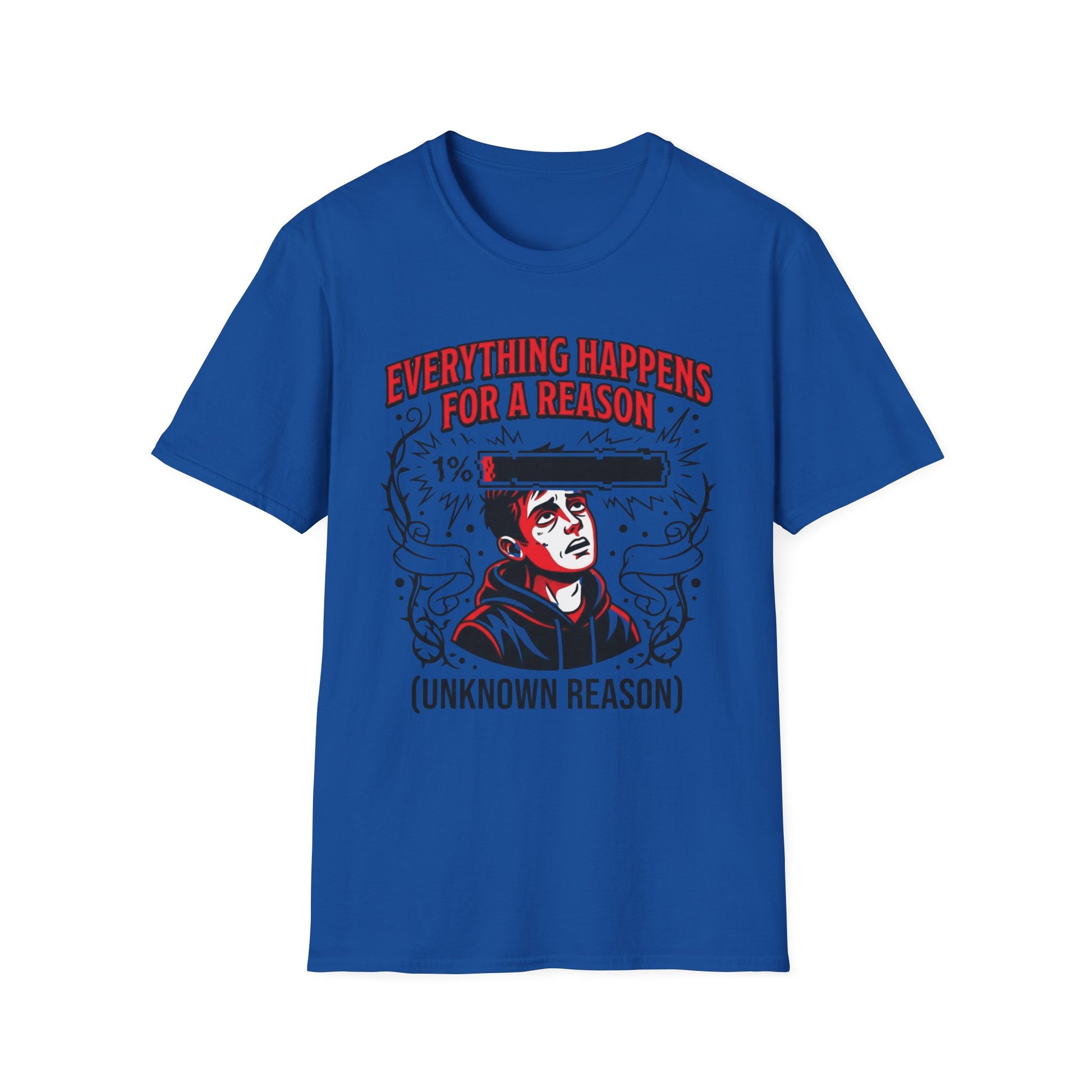 Everything Happens for a Reason: Unknown Reason graphic t-shirt mockup