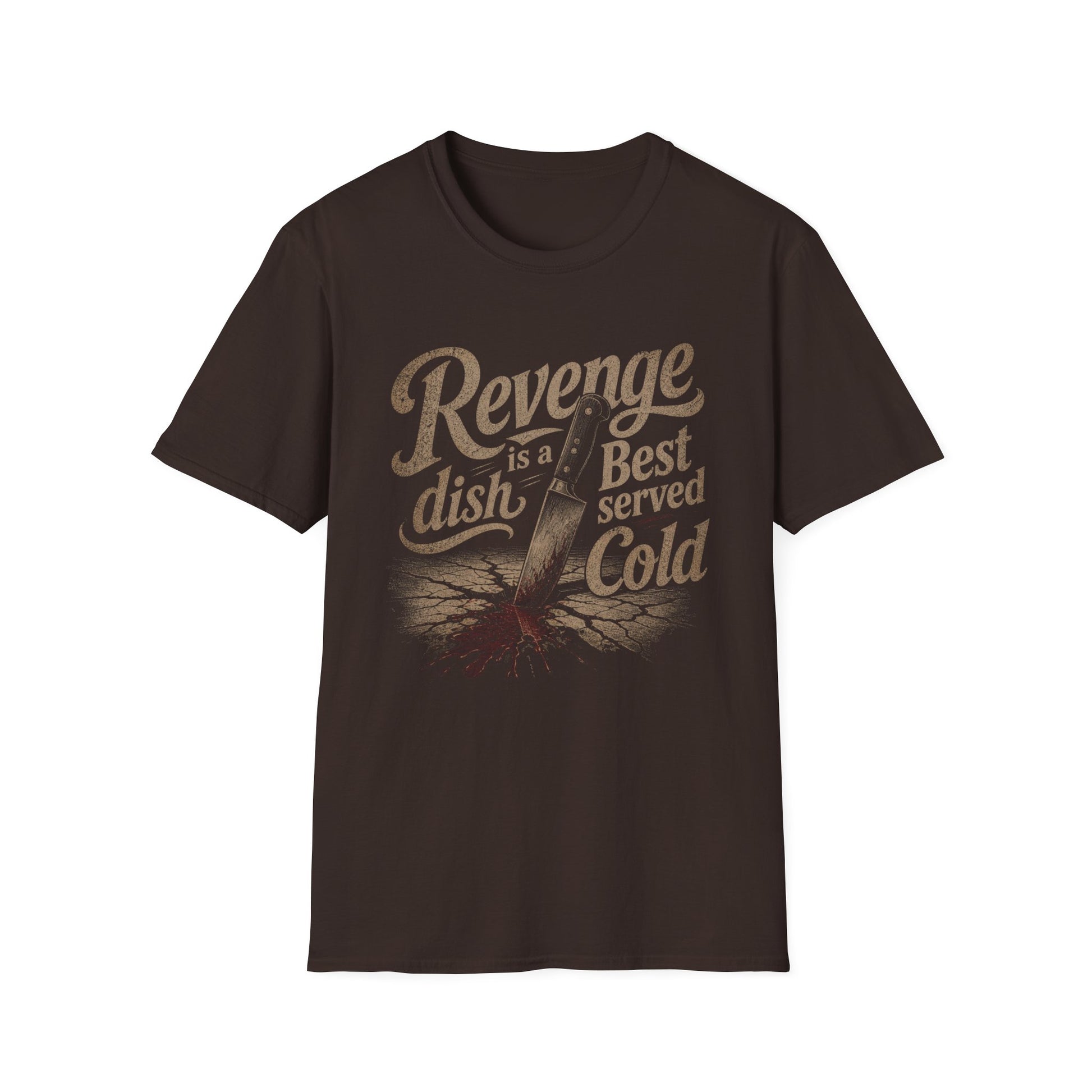 Revenge Is a Dish Best Served Cold - Blackletter graphic t-shirt mockup