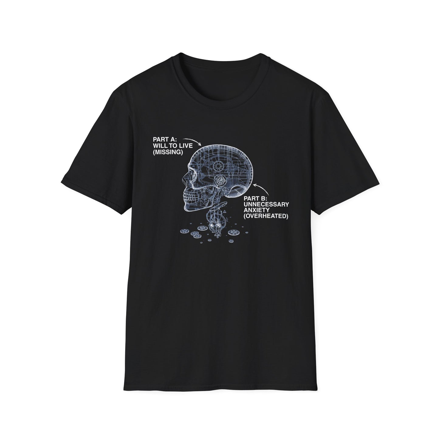 Missing Will to Live, Unnecessary Anxiety graphic t-shirt mockup