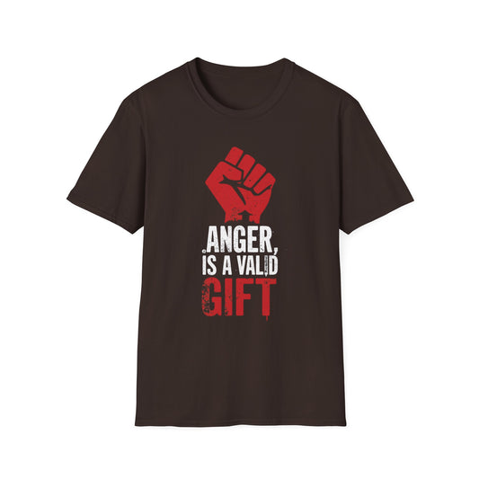Anger Is a Valid Gift graphic t-shirt mockup