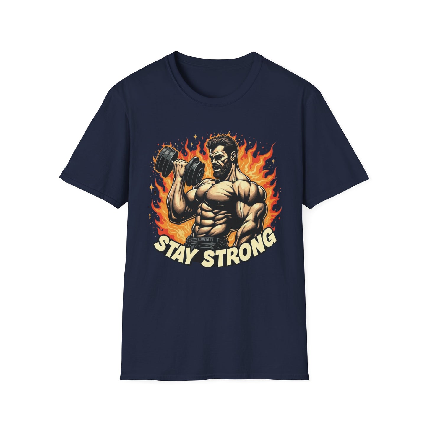 Stay Strong - Flame Cat graphic t-shirt mockup
